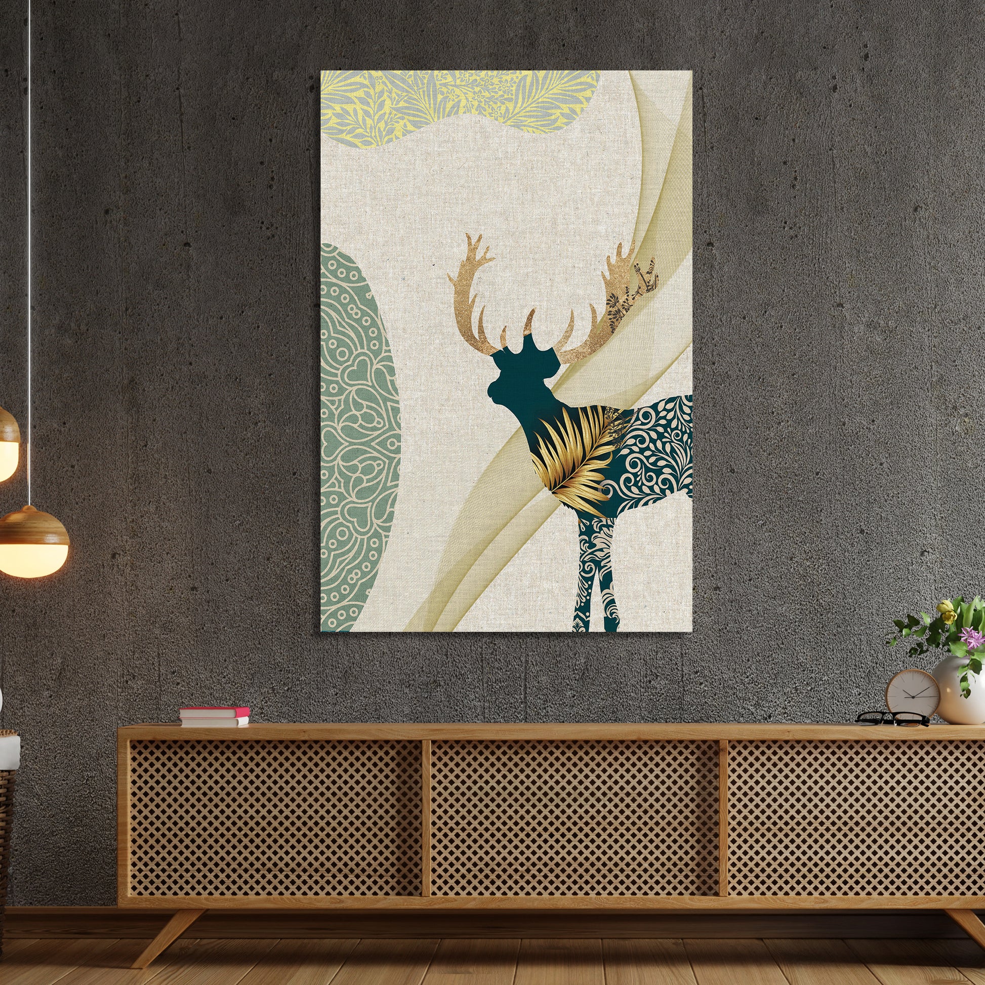 Minimal Deer Canvas Painting for Living Room - Modern Art Canvas for Wall Decor-Kotart