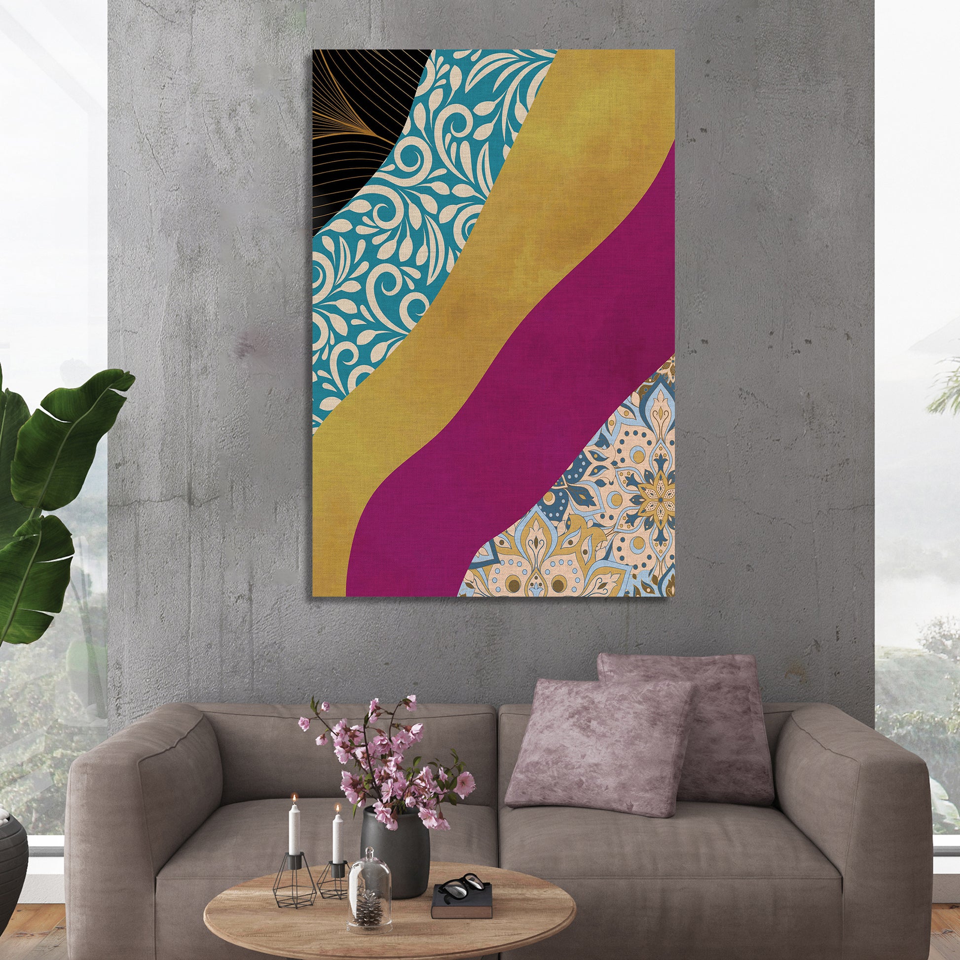 Vibrant Abstract Art Canvas - Modern Canvas Painting for Living Room Wall Decor-Kotart