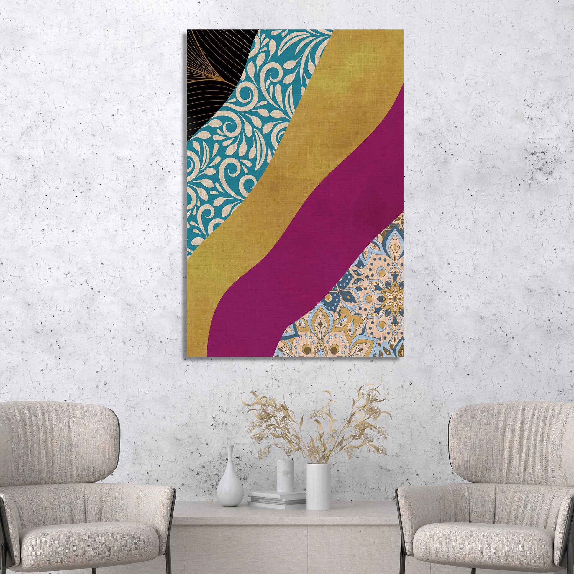 Vibrant Abstract Art Canvas - Modern Canvas Painting for Living Room Wall Decor-Kotart