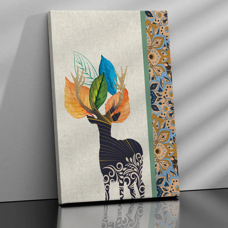 Minimal Deer Art Canvas Painting for Home and Office Wall Decor - Modern Canvas Painting-Kotart