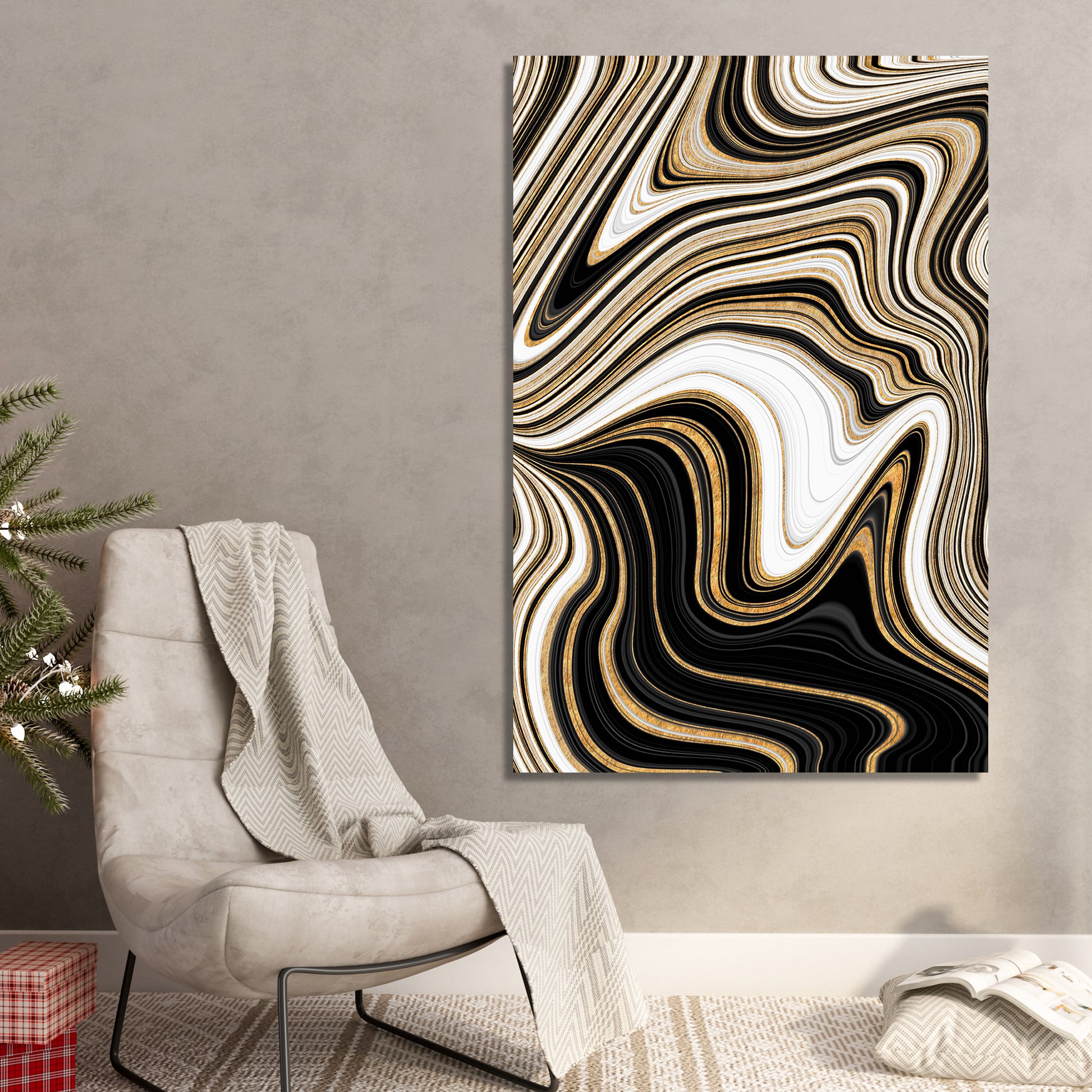 Beautiful Black and Golden Canvas Painting - Abstract Art Canvas for Wall Decor-Kotart