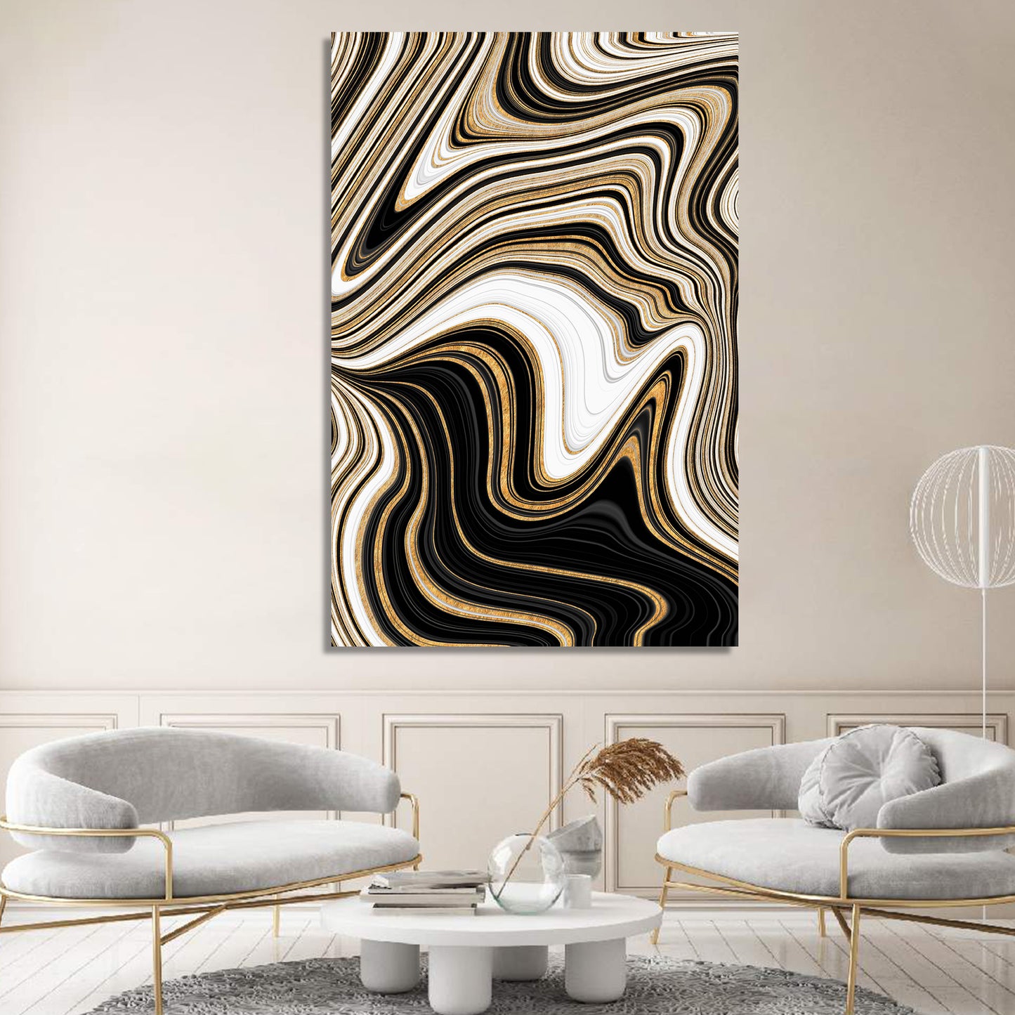 Beautiful Black and Golden Canvas Painting - Abstract Art Canvas for Wall Decor-Kotart