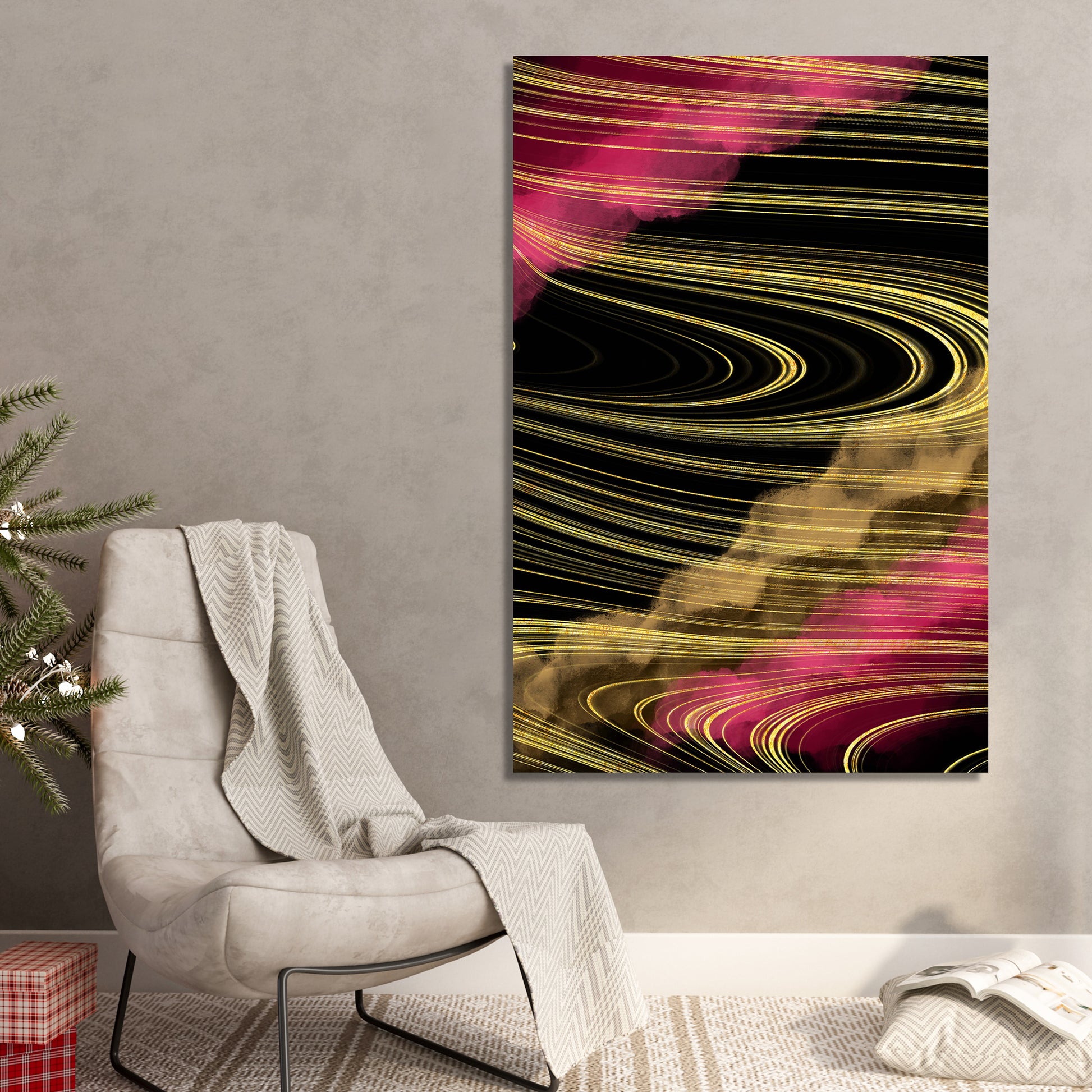 Vibrant Beautiful Black and Golden Canvas Painting - Abstract Art Canvas for Wall Decor-Kotart