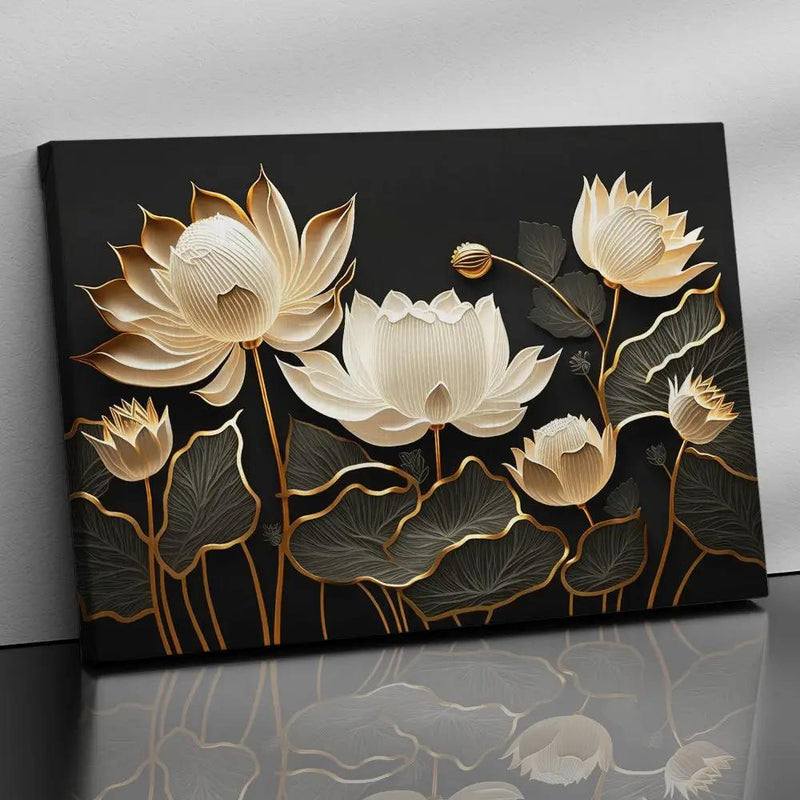 Nature Inspired Lotus Art Painting for Wall Decor - Modern Art Canvas Paintings for Living Room Bedroom Decor-Kotart