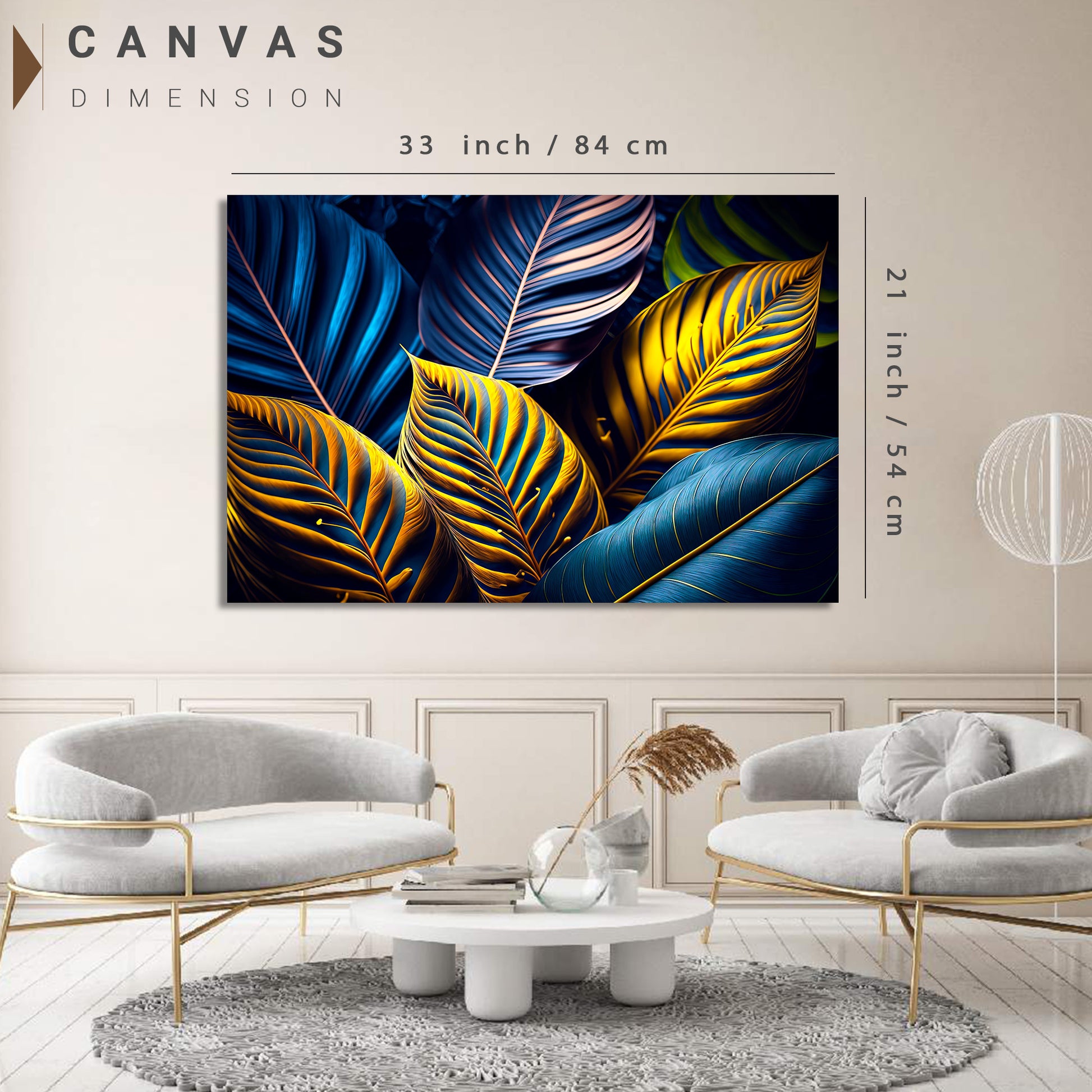 Nature Inspired Golden Leaf Art Painting for Wall Decor - Modern Art Canvas Paintings for Living Room Bedroom Decoration-Kotart