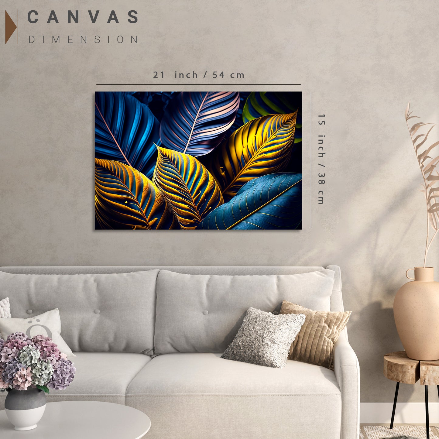 Nature Inspired Golden Leaf Art Painting for Wall Decor - Modern Art Canvas Paintings for Living Room Bedroom Decoration-Kotart