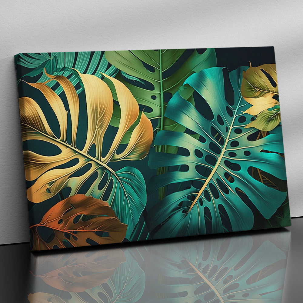 Nature Inspired Green Leaf Art Painting for Wall Decor - Modern Art Canvas Paintings for Living Room Bedroom Decoration-Kotart