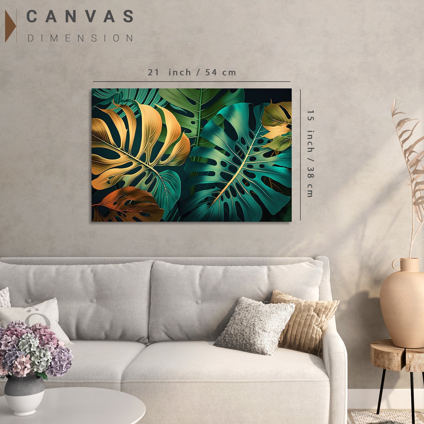 Nature Inspired Green Leaf Art Painting for Wall Decor - Modern Art Canvas Paintings for Living Room Bedroom Decoration-Kotart