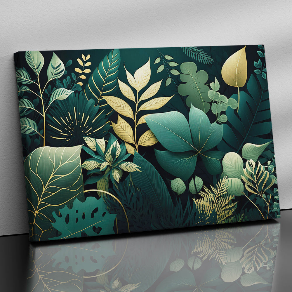 Nature Inspired Green Leaf Art Painting for Home and Wall Decor - Modern Art Canvas Paintings for Living Room Bedroom Decoration-Kotart