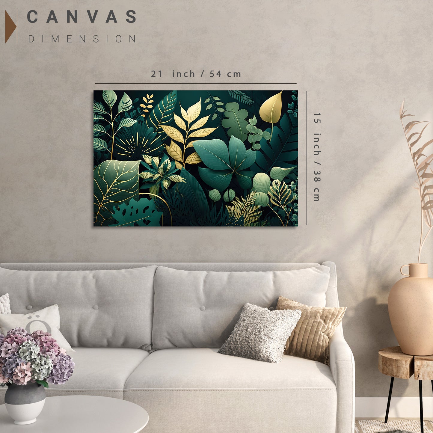 Nature Inspired Green Leaf Art Painting for Home and Wall Decor - Modern Art Canvas Paintings for Living Room Bedroom Decoration-Kotart