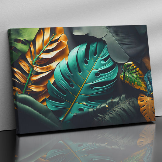 Nature Inspired Green Leaf Art Painting for Wall Decor - Abstract Nature Art Canvas Paintings for Living Room Bedroom Decoration-Kotart