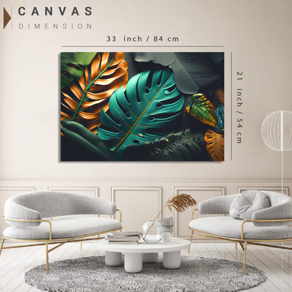 Nature Inspired Green Leaf Art Painting for Wall Decor - Abstract Nature Art Canvas Paintings for Living Room Bedroom Decoration-Kotart