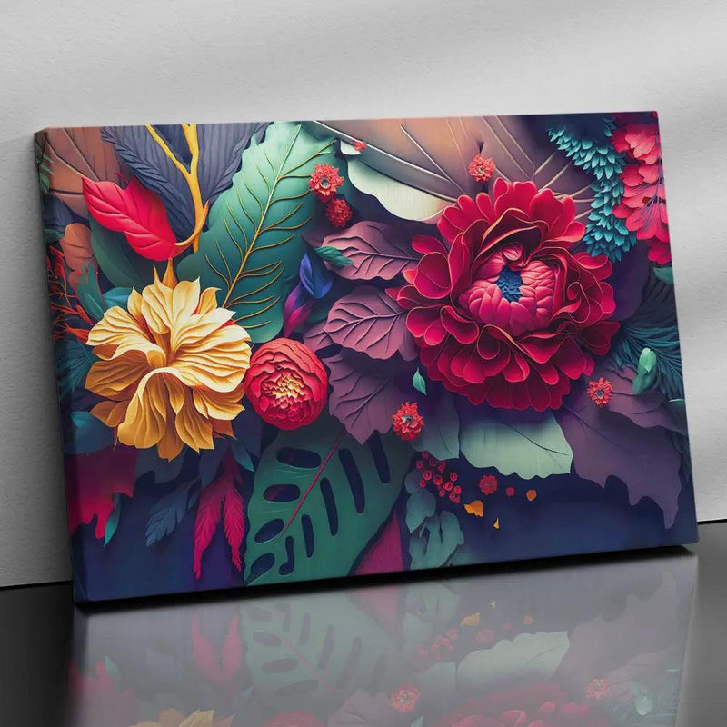 Vibrant Floral Art Painting for Wall Decor - Abstract Nature Art Canvas Paintings for Living Room Bedroom Decoration-Kotart