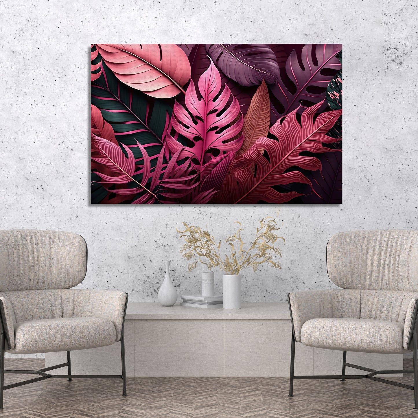 Nature Inspired Leaf Art Canvas Painting for Wall Decor - Abstract Nature Art Canvas Paintings for Living Room Bedroom Decoration-Kotart