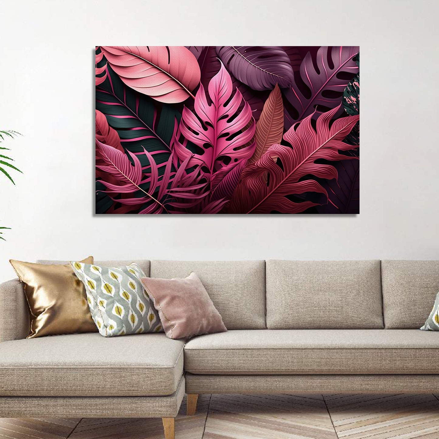 Nature Inspired Leaf Art Canvas Painting for Wall Decor - Abstract Nature Art Canvas Paintings for Living Room Bedroom Decoration-Kotart