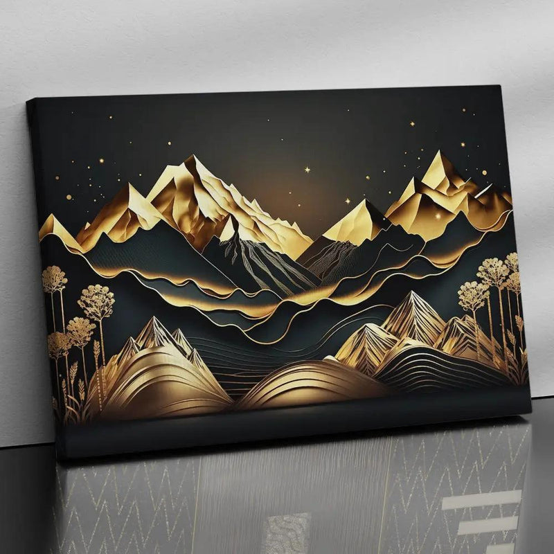 Modern Art Golden Canvas Painting for Home and Office Wall Decor - Abstract Art Canvas Paintings for Living Room Bedroom Decoration-Kotart