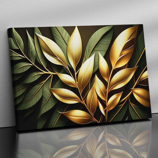 Canvas Paintings for Living Room: Abstract Wall Decor - Abstract Leaf Art Canvas Paintings-Kotart