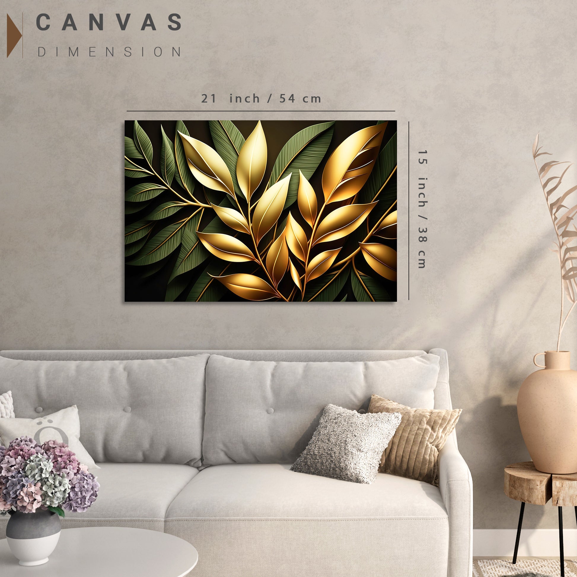 Canvas Paintings for Living Room: Abstract Wall Decor - Abstract Leaf Art Canvas Paintings-Kotart