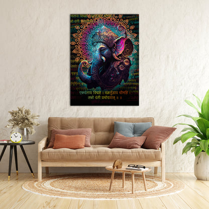 Indian Lord Ganesha Canvas Painting | Divine Artwork for Home Decor | Canvas Wall Paintings for Living Room Bdroom Wall Decor-Kotart