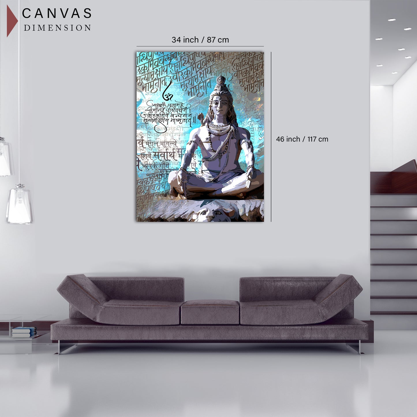 Majestic Hindu Lord Shiva Canvas Painting for Living Room Bedroom Pooja Room Wall Decor-Kotart