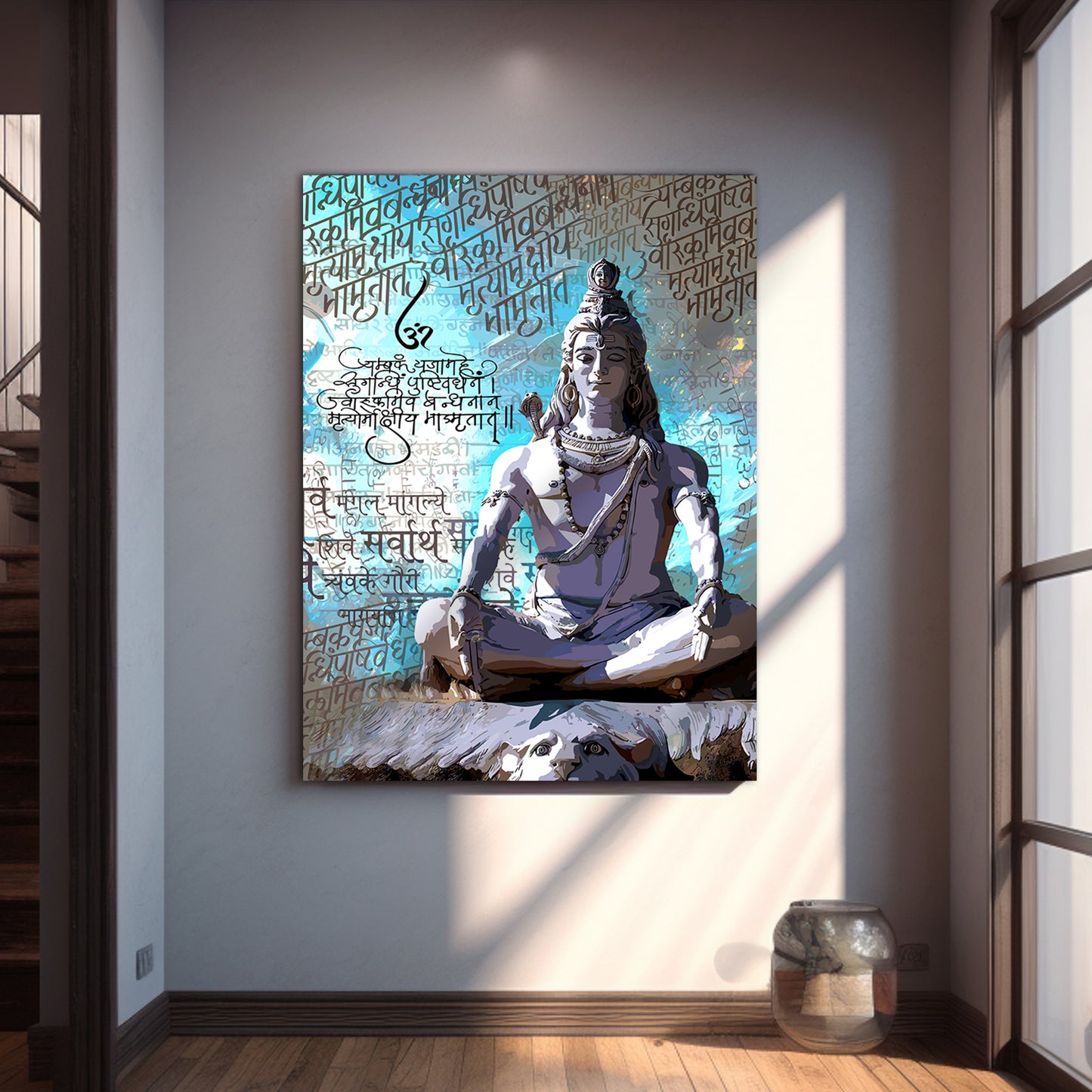 Majestic Hindu Lord Shiva Canvas Painting for Living Room Bedroom Pooja Room Wall Decor-Kotart