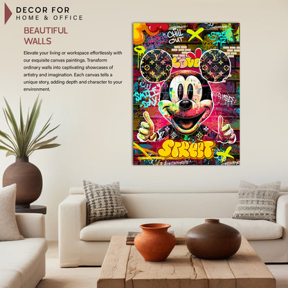 Graffiti-Style Mickey Mouse Canvas Painting for Home Living Room Bedroom Office Wall Decoration-Kotart