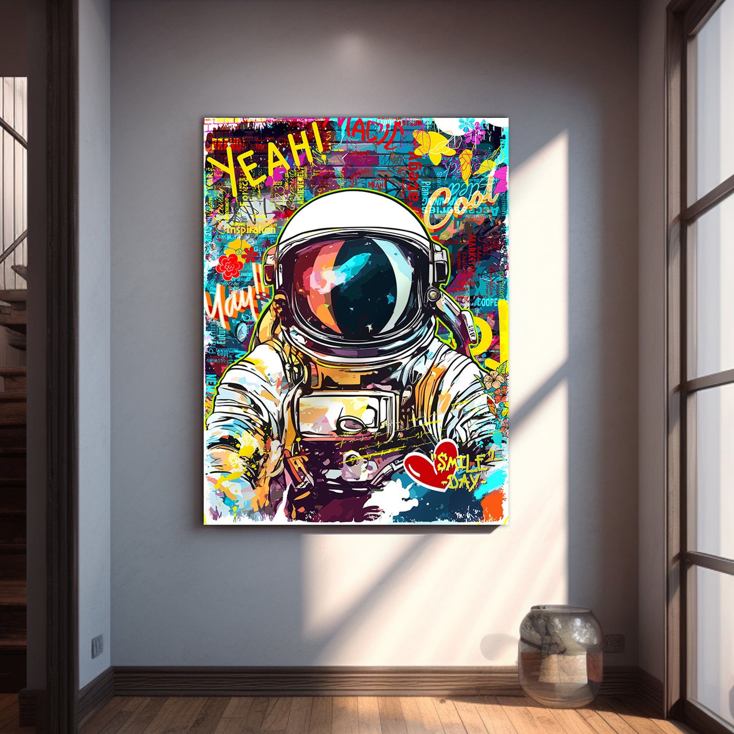 Urban Astronaut Graffiti Canvas Painting for Living Room Bedroom Home and Office Wall Decor-Kotart