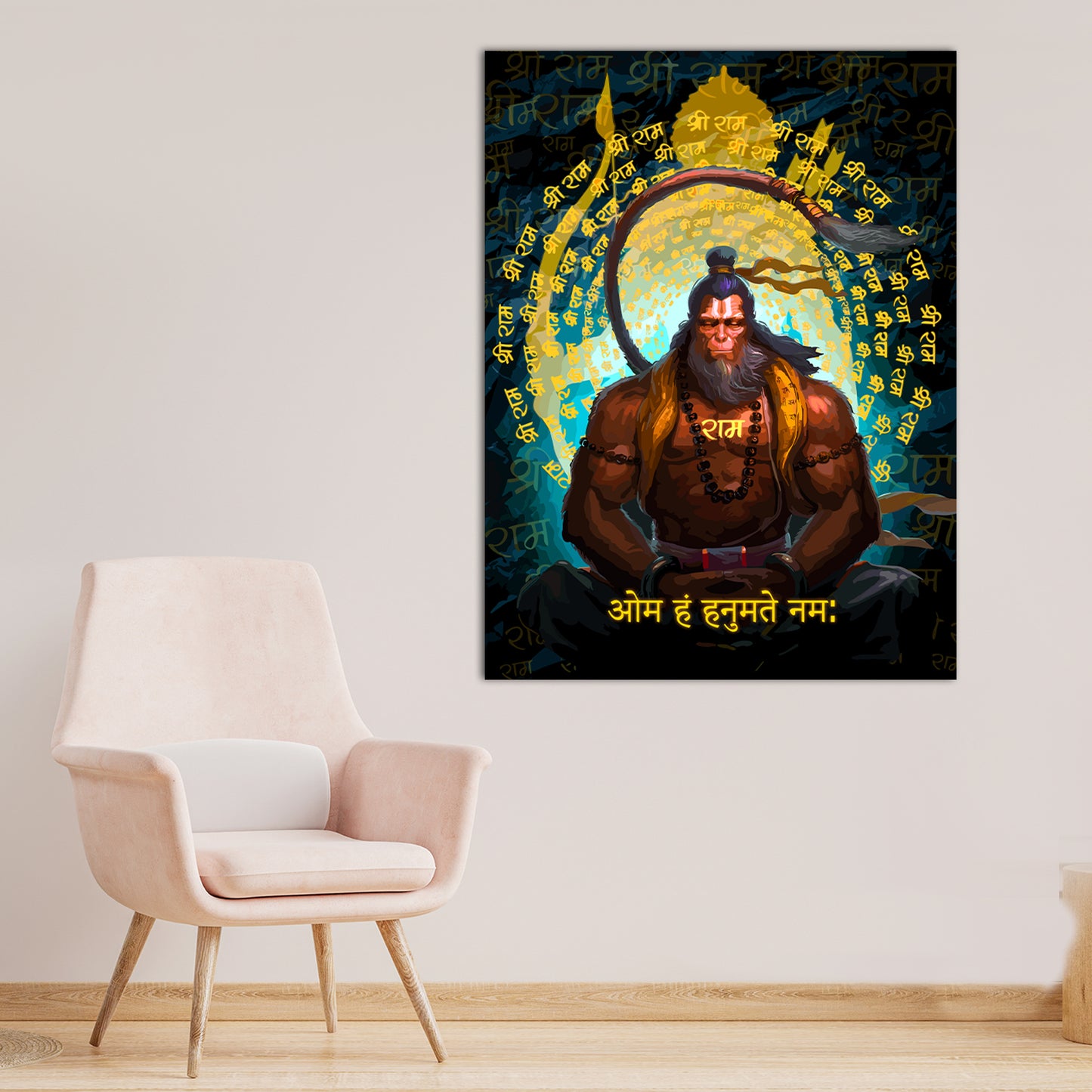 Majestic Indian God Hanuman Canvas Painting | Spiritual Wall Art Canvas Paintings for Decoration-Kotart