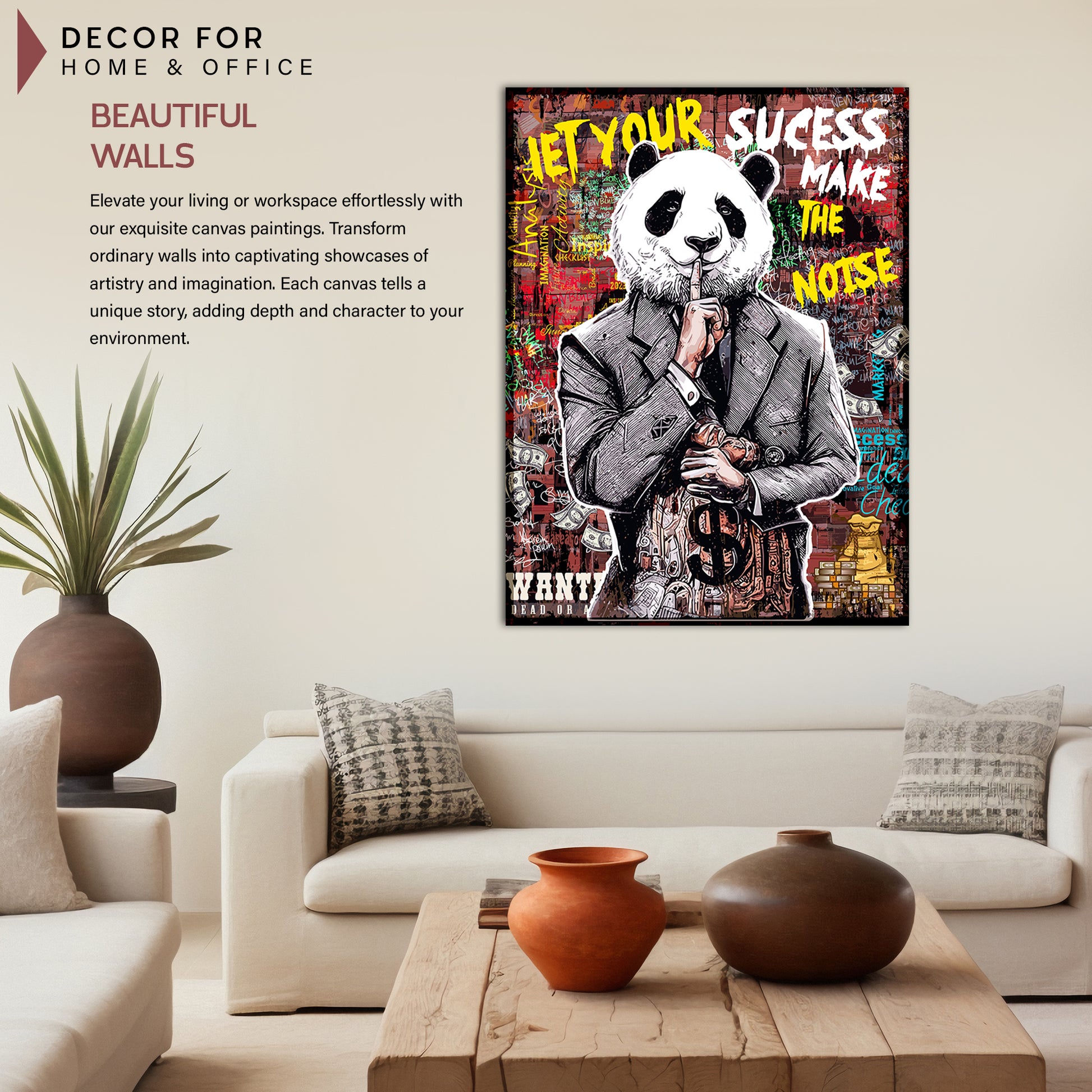 Vibrant Graffiti-Style Panda Canvas Paintings | Canvas Paintings for Living Room Bedroom Home and Office Wall Decor-Kotart