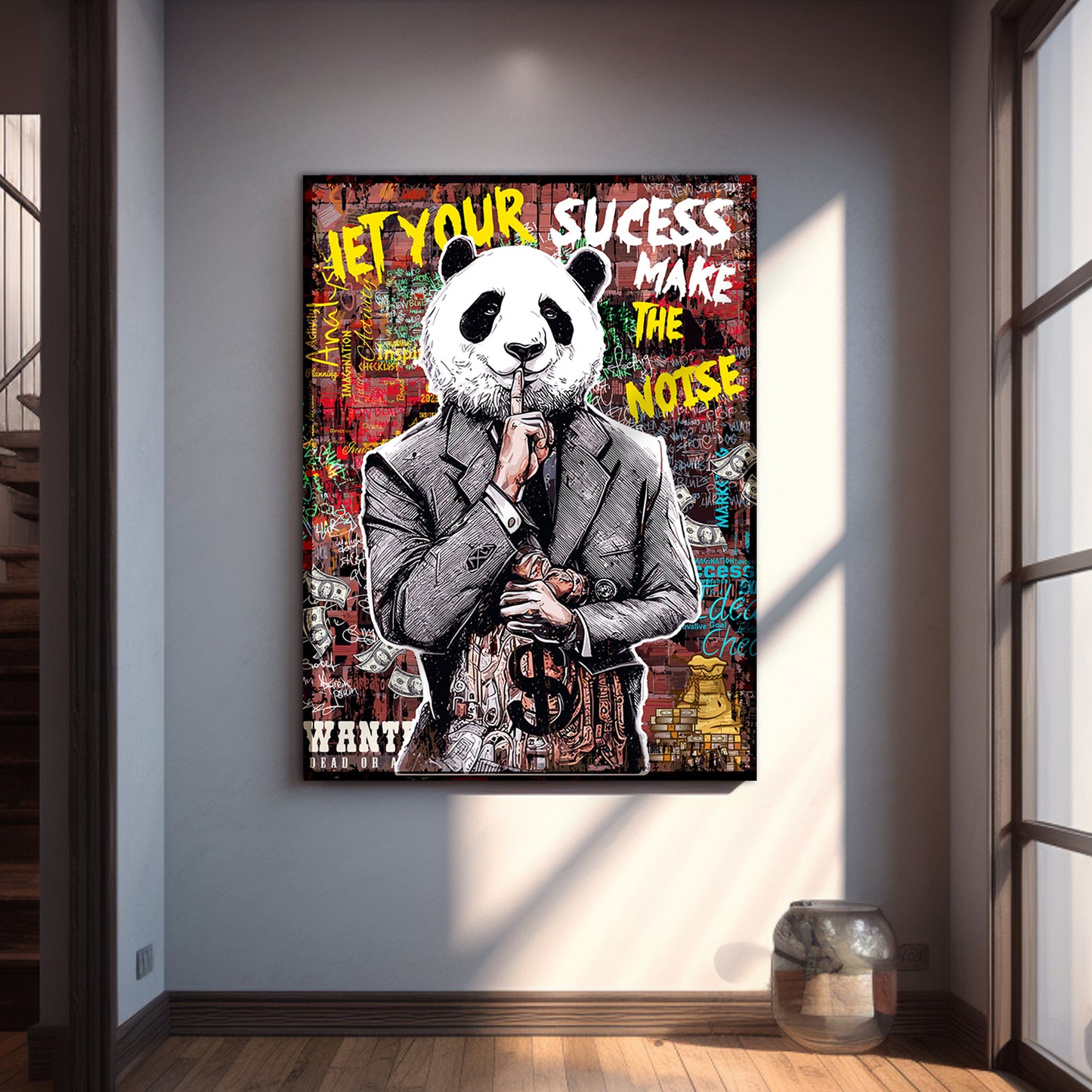 Vibrant Graffiti-Style Panda Canvas Paintings | Canvas Paintings for Living Room Bedroom Home and Office Wall Decor-Kotart