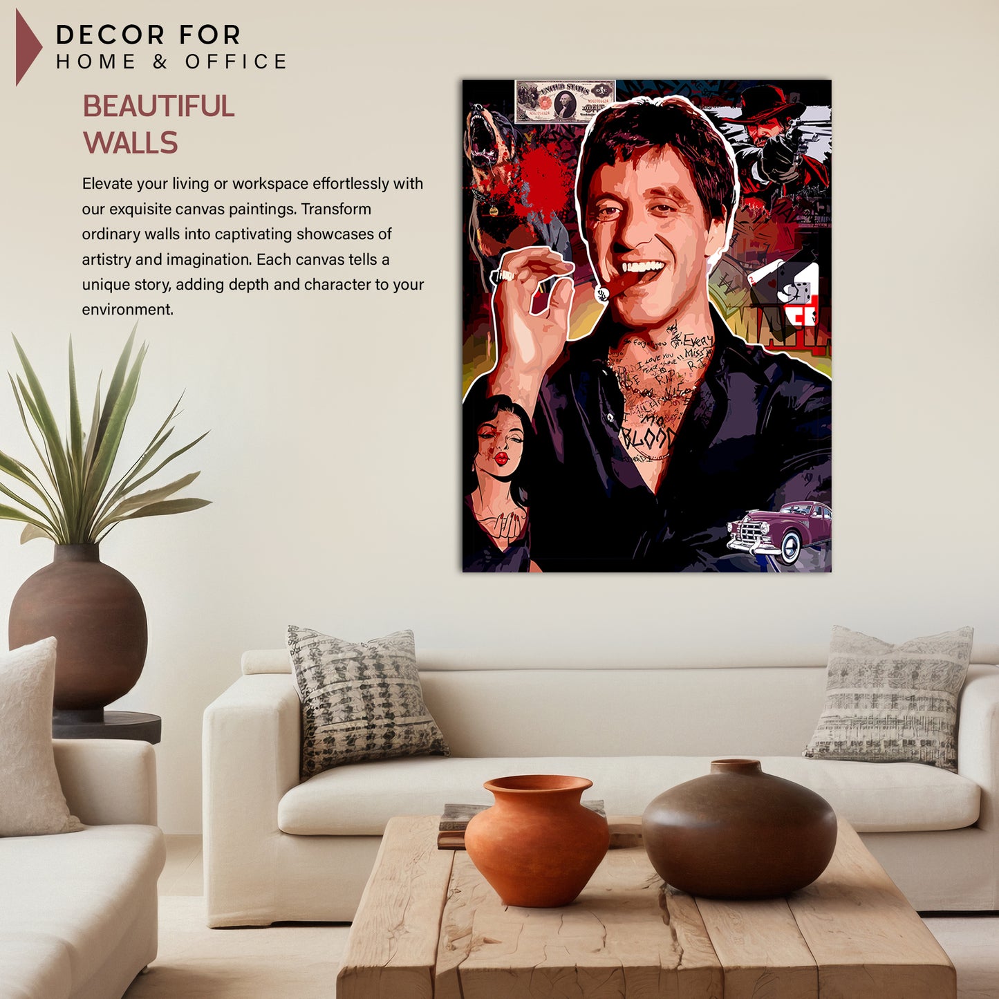 Al Pacino Canvas Paintings | Iconic Hollywood Art Canvas Painting for Wall Decor-Kotart