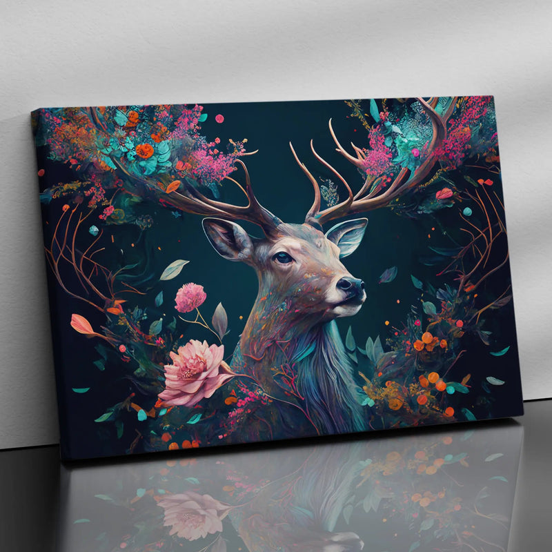 Modern Art Canvas Painting - Beautiful Vibrant Deer Canvas Art-Kotart