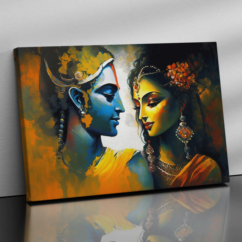 Beautiful Radha Krishna Canvas Painting - Majestic Modern Art Lord Radha Krishna Art for Home Decor-Kotart