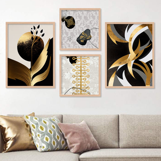 KOTART Decorative Wall Decor Paintings with Frame for Home Decoration - Painting for Living Room Bedroom Office - Framed Painting for Wall Decoration - Pack of 4-Kotart