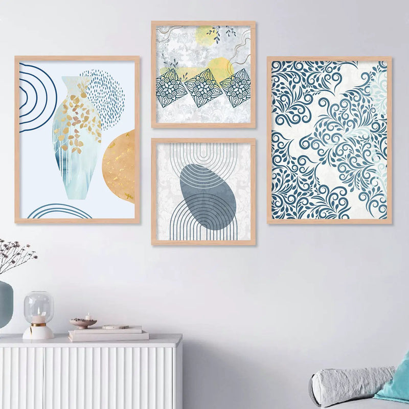 KOTART Aesthetic Decorative Wall Decor Paintings with Frame for Home Decoration - Painting for Living Room Bedroom Office - Framed Painting for Wall Decoration - Pack of 4-Kotart