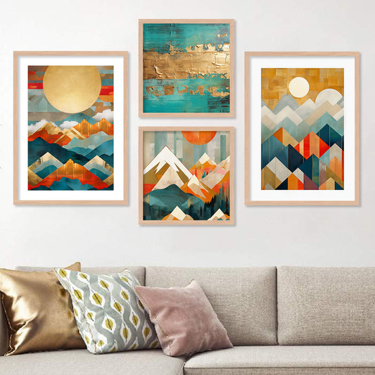 Modern Art Wall Decor Framed Paintings for Bedroom Room Living Room - Aesthetic Framed Wall Posters,Multicolor-Kotart