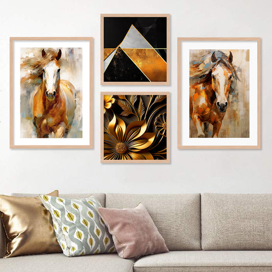 Modern Art Wall Decor Framed Horse Paintings for Bedroom Room Living Room-Kotart