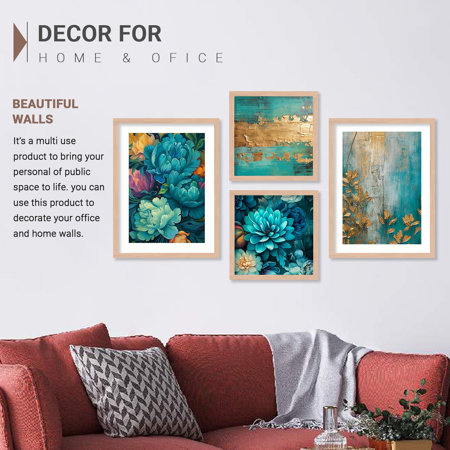 Beautiful Floral Framed Painting for Living Room Bedroom Decor-Kotart