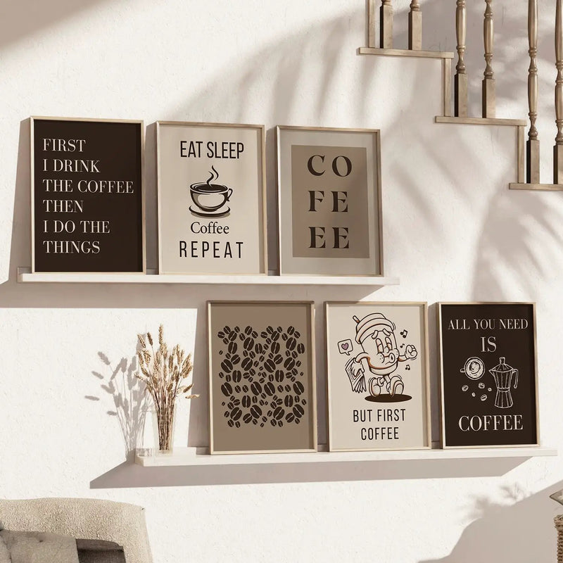 Kitchen Theme Framed Posters for Restaurant Kitchen Dinning Room Cafe Wall Decor Set of 6-Kotart