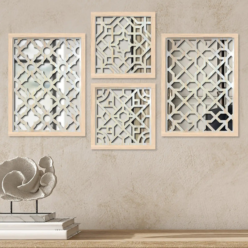 Wall Mirror Decor Panel Wooden Hanging-Kotart