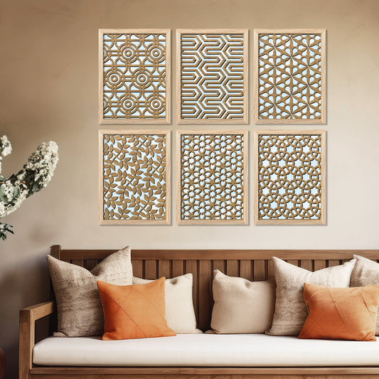 Laser Cut Jharokha Decorative Wall Mirrors for Living Room Bedroom Decor