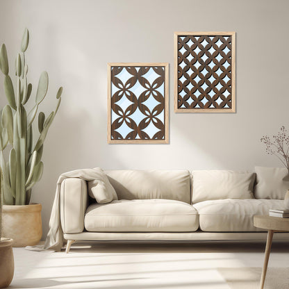 Decorative Wooden Jharokha Wall Mirrors Set