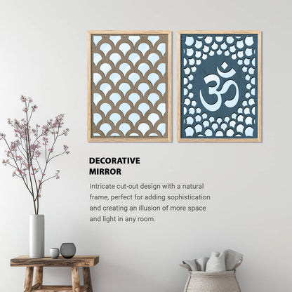 Om Design  Wall Mirror Set for Mandir Decor | Temple Wall Decor Mirrors