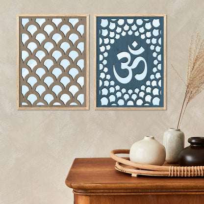 Om Design  Wall Mirror Set for Mandir Decor | Temple Wall Decor Mirrors