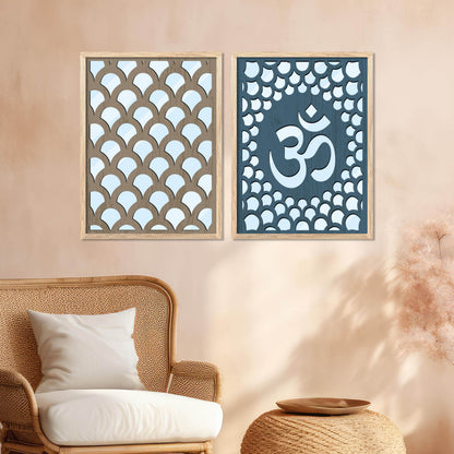 Om Design  Wall Mirror Set for Mandir Decor | Temple Wall Decor Mirrors