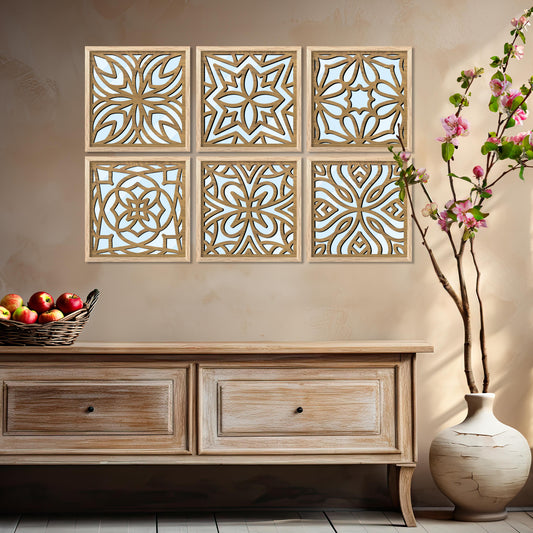 Laser Cut Jharokha Decorative Wall Mirrors for Living Room Bedroom Decor