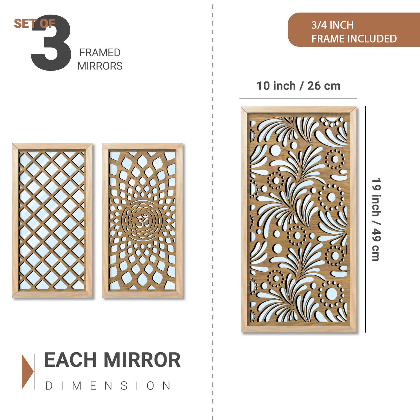 Decorative Wall Mirrors Mirror with Frame for Home And Office Wall Décor