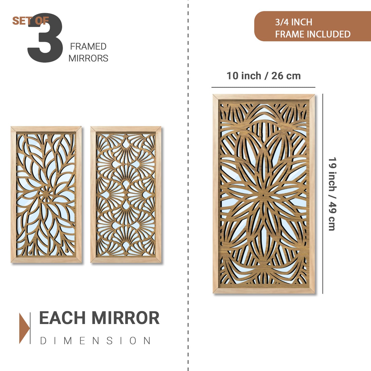 Decorative Wall Mirrors Mirror with Frame for Home And Office Wall Décor