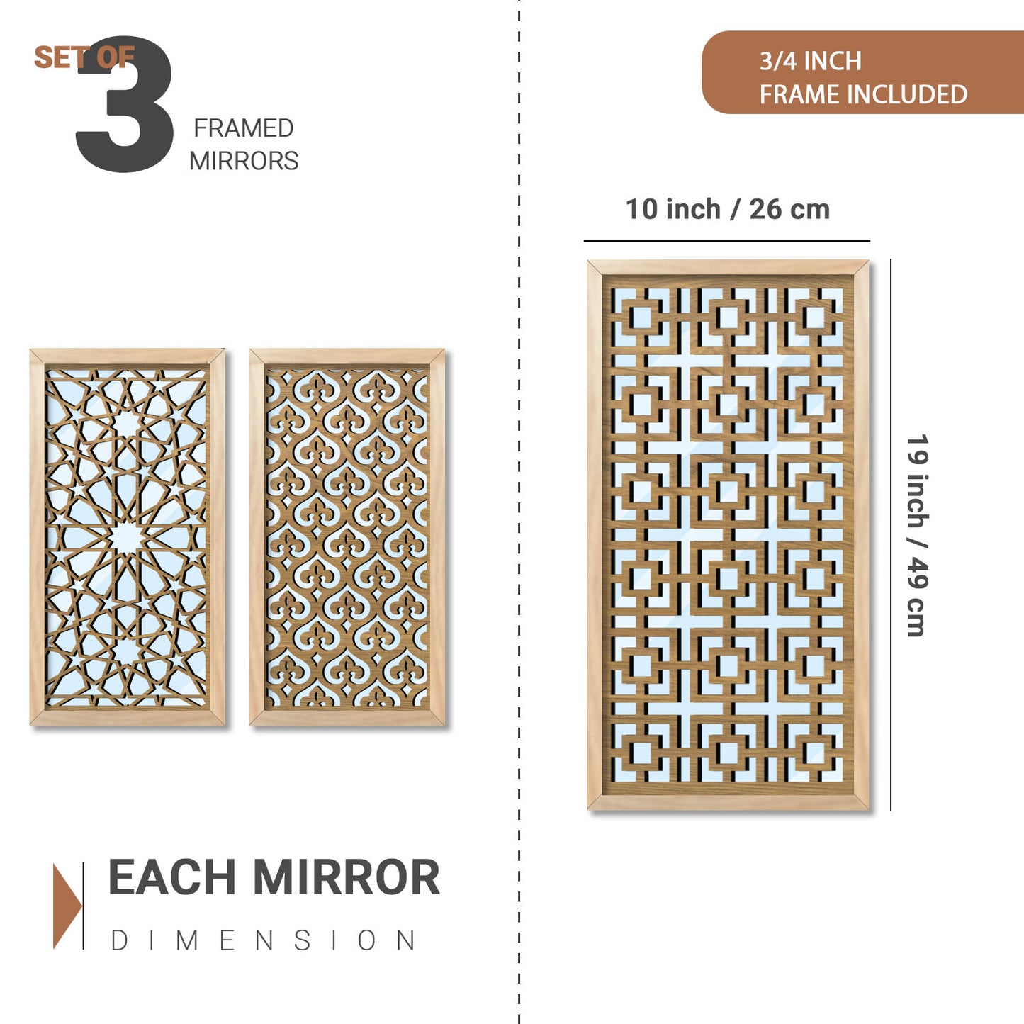 Decorative Wall Mirrors Mirror with Frame for Home And Office Wall Décor