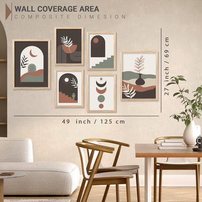 Modern Boho Art Paintings with Frame for Living Room Bedroom Home and Office Wall Decor Set of 6-Kotart